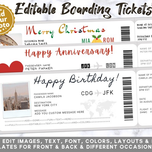 Airline Ticket Faux Boarding Pass Surprise Vacation - Etsy