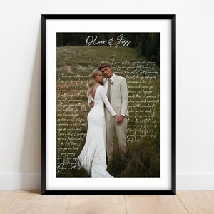 Wedding vows framed, 1st anniversary gift, vows, Wedding vows, first wedding anniversary gift for him 5th Anniversary Gift Our vows gift image 7