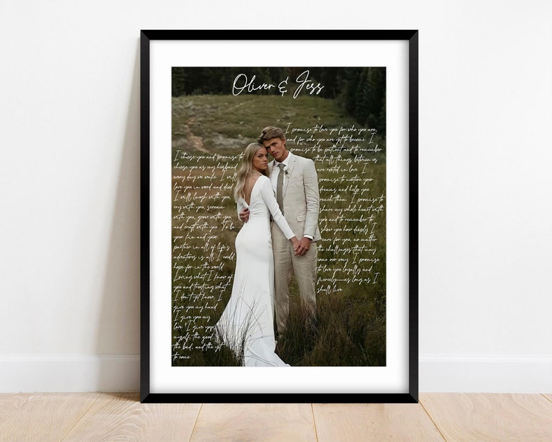 Wedding vows framed, 1st anniversary gift, vows, Wedding vows, first wedding anniversary gift for him 5th Anniversary Gift Our vows gift image 7