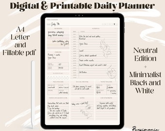 Editable & Printable Productivity Daily Planner | To Do List | Printable Personal Day Planner | Work Day Insert | Work Planner A4 Letter
