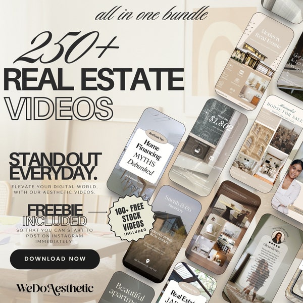 250+ Aesthetic Real Estate Videos | Social Media Templates Aesthetic Stock Videos Mega Bundle for Instagram Reels |Realtor Marketing Bundle