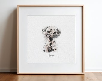 Mini Custom Watercolor Pet Portrait, Pet portrait print, Watercolor Dog Painting from Photo, Pet Memorial Gift, Pet loss gift, Custom gift