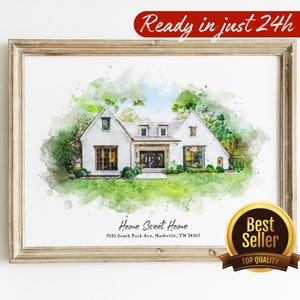 Watercolor House Painting,Custom Watercolor House Portrait,Personalized Housewarming Gift,First Home Gift,Realtor Closing Gift,Home Portrait