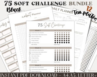 75 Soft Challenge Tracker Bundle | Printable | Daily 75 Soft Challenge journal | Fitness & Health Planner | Habit Tracker | Digital Tracker