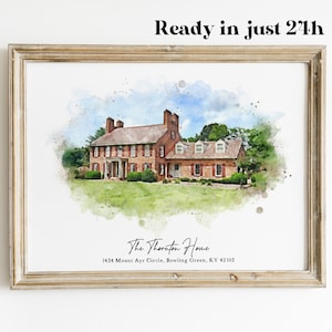 Custom Watercolor House Portrait, Wedding Venue drawing, New Home Housewarming Gift From Photo, First Home Gift, Realtor Closing Gift