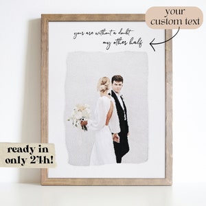 Retrato de acuarela de pareja Pintura de la foto Acuarela de la foto Regalo de la tarjeta de boda Regalo de la pareja Ilustración de compromiso Regalo de San Valentín