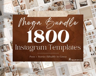 1800 Neutral Instagram Post Templates - Engagement - Story Template - Canva Blogger Template - Business - Coach - Reels - Beige Natural Feed