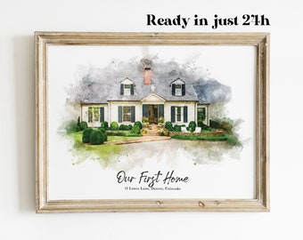 Custom Watercolor House Portrait,Watercolor House Painting,Personalized Housewarming Gift,First Home Gift,Realtor Closing Gift,Home Portrait