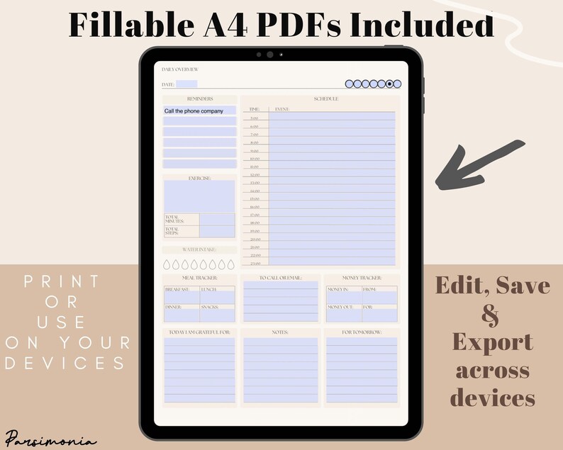 Editable & Printable Productivity Daily Planner | to Do List ...