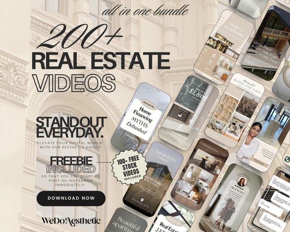 200+ Aesthetic Real Estate Videos | Social Media Templates Aesthetic Stock Videos Mega Bundle for Instagram Reels |Realtor Marketing Bundle