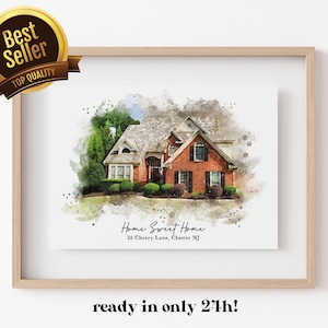 Custom Watercolor House Portrait,Watercolor House Painting,Personalized Housewarming Gift,First Home Gift,Realtor Closing Gift,Home Portrait