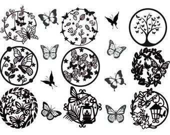 Butterfly SVG bundle, Butterfly Cut File - Digital Download - Cricut - Silhouette Cut File, Floral butterfly SVG,Butterfly Clip Art,