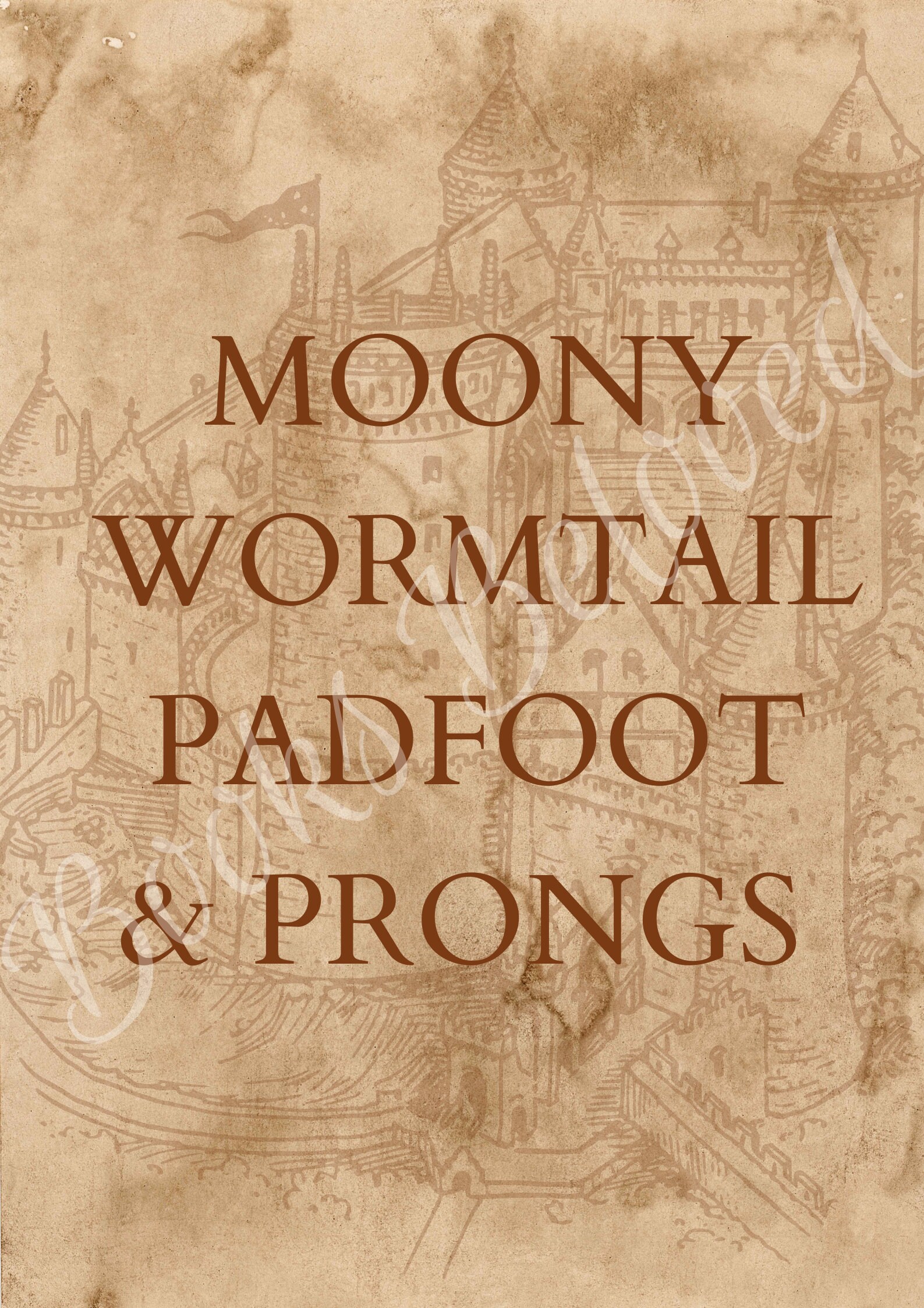 Set of Three Marauders Map Wizard World Posters Moony, Wormtail, Padfoot and Prongs Mischief