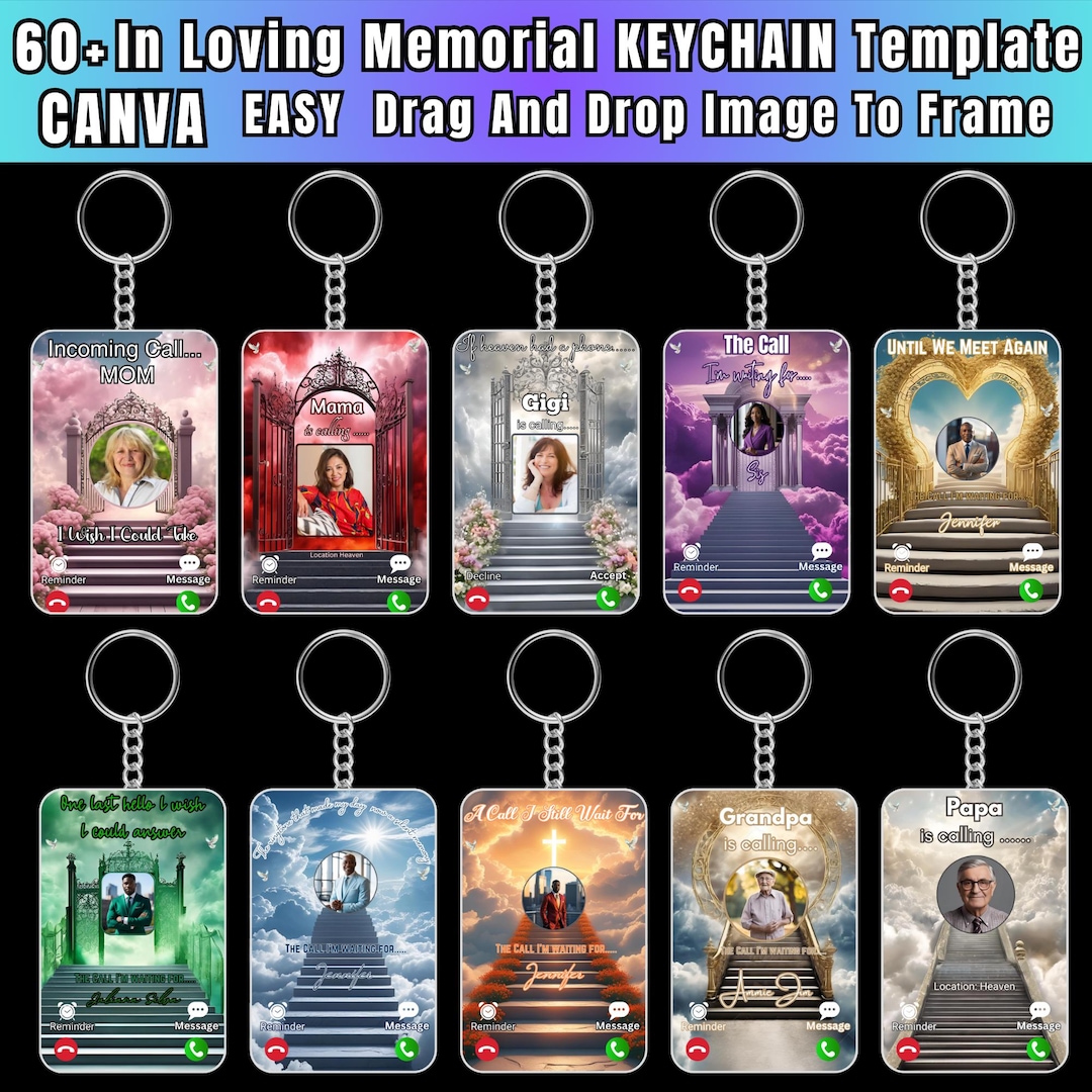 In My Loving Memorial Keychain Canva Editable Template Bundle 60 ...