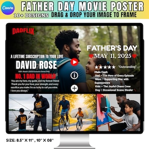 10+ Dadflix Father day Canva Template Bundle, Happy Father&#39;s Day Template, Dadflix Movie Photo Collage, Gift For Grandpa, Father&#39;s Day Gift