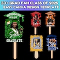 30+ Grad Fan Canva Editable Template, Class of 2025 Graduation Paddle, Editable Graduation Fan, Graduation Sign, Graduate Fans Senior 2025 product logo