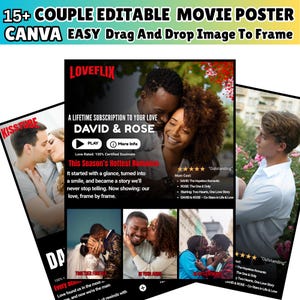 Couple Movie Poster Canva Editable Templates 15+ Loveflix movie poster, Anniversary Movie Posters, Valentines Day, Couple Anniversary Gift