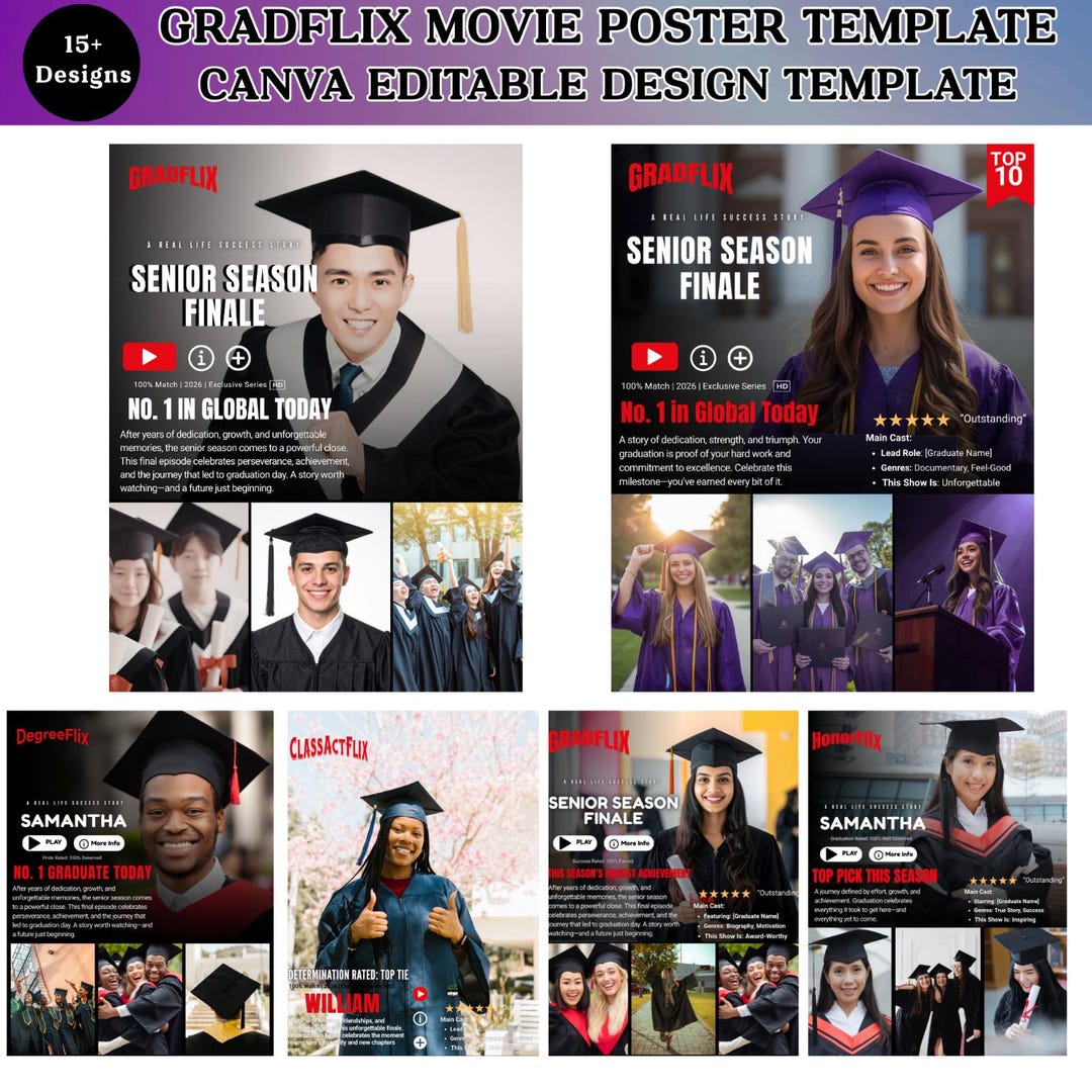 Netflix Grad Posters 15+ Graduation Movie Poster Template, Gradflix Movie Poster Photo ...