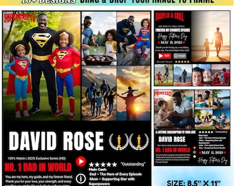 10+ Dadflix Canva templates Editable, Father Day Collage Designs, Father's Day Gift, Best Dad Ever Personalized Dadflix Movie Poster