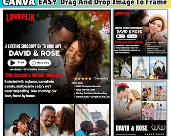 Couple Movie Poster Canva Editable Templates 15+ Loveflix movie poster, Anniversary Movie Posters, Valentines Day, Couple Anniversary Gift