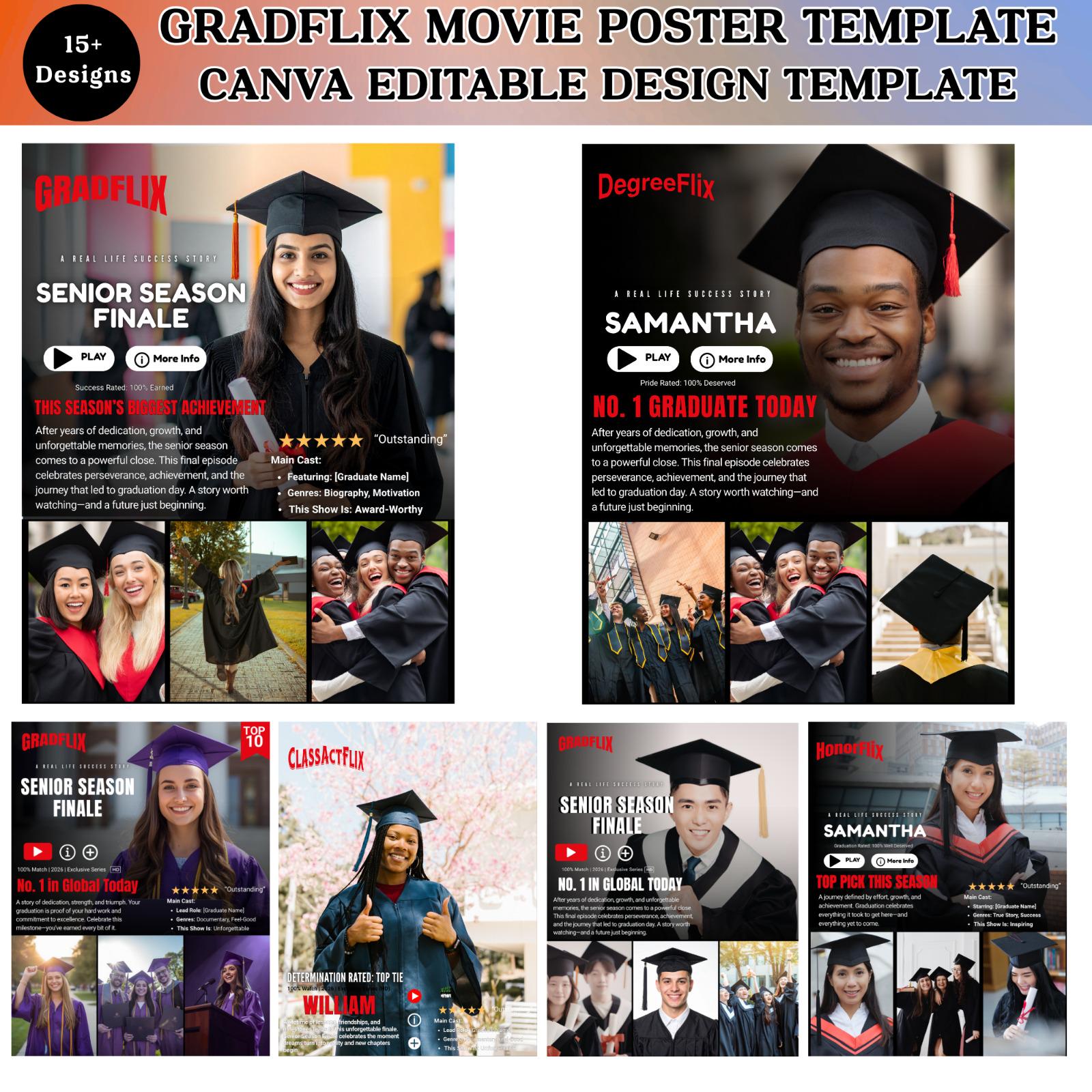 15+ Graduation Movie Poster Template, Gradflix Movie Poster Photo ...