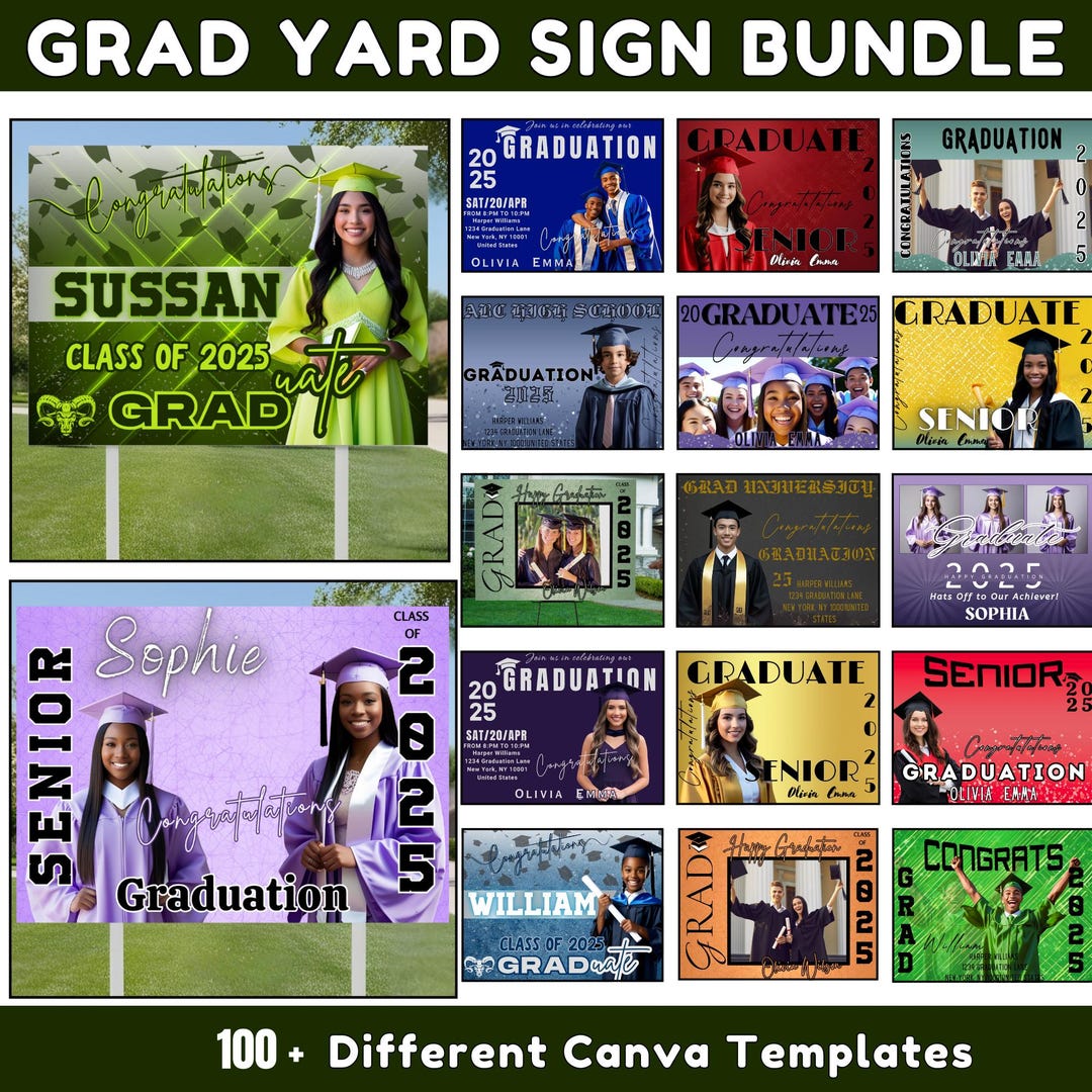 100+ Graduation Yard Sign Canva Editable Templates, 2026 Senior Yard ...
