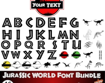 Jurassic Font Svg Bundle, Jurassic Park SVG, Jurassic Alphabet Digital Download, Jurassic World Park Cut File, Dinosaur Jurassic Clipart