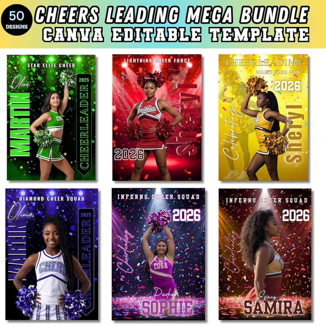 Cheering Banner Example Cheerleading Canva Editable Template 50, Sports Photography Template ...
