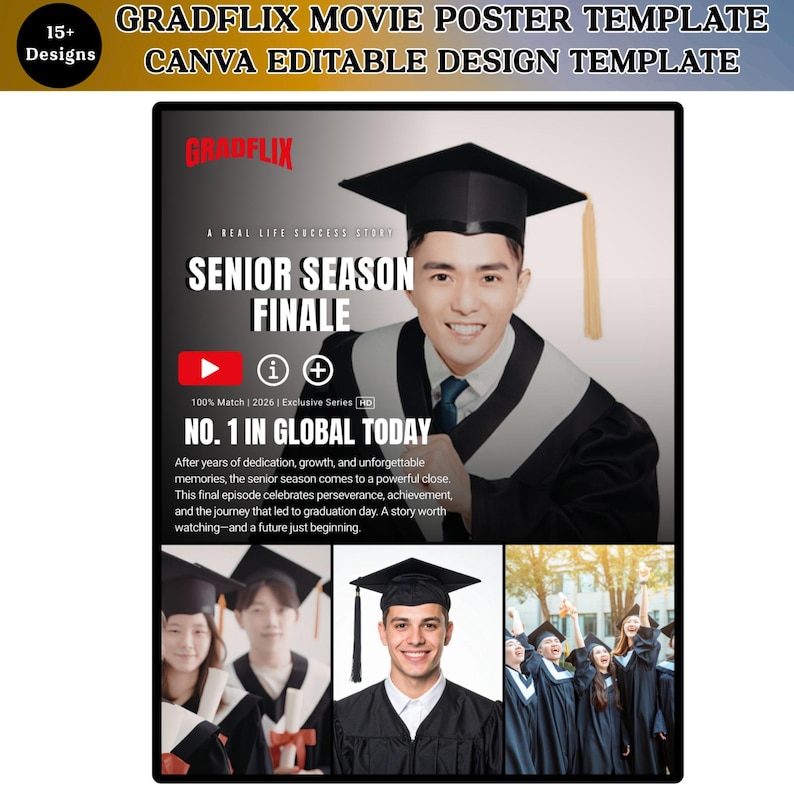 Netflix Grad Posters 15+ Graduation Movie Poster Template, Gradflix Movie Poster Photo ...