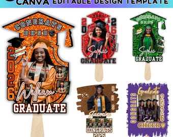 50+ Grad Fan Canva Editable Template, Class of 2026 Graduation Paddle, Editable Graduation Fan, Graduation Sign, Graduate Fans Senior 2026