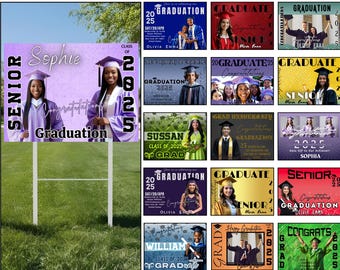 100+ Graduation Yard Sign Canva Editable Templates, Congrats Grad Signs, Graduation Bundles, 2025 Yard Sign Templates, Canva Design Template