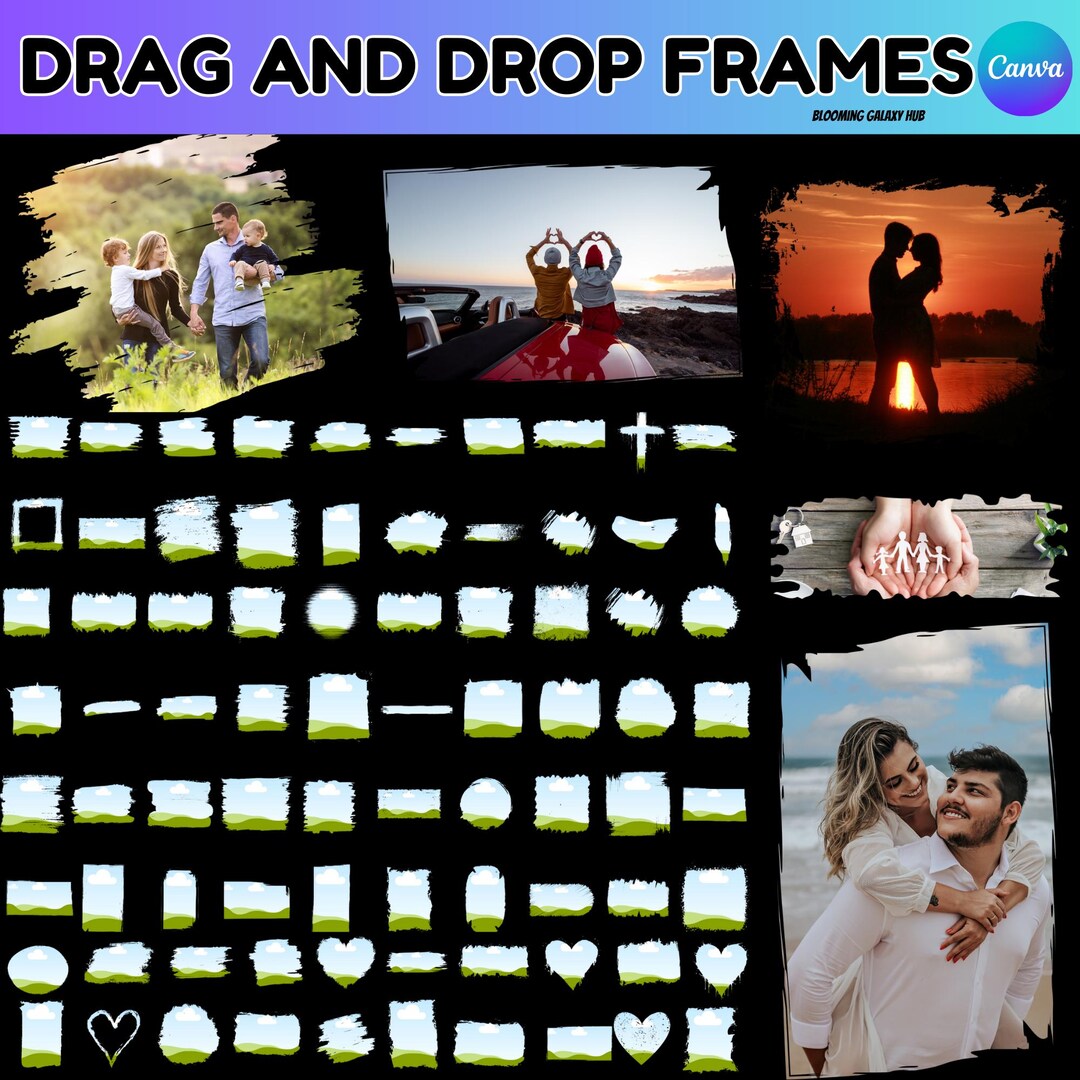 Bleach Effect Distressed Edge Mega Bundle 80 Canva Editable Frame ...