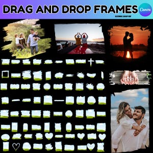 Bleach Effect Distressed Edge Mega Bundle 80 Canva Editable Frame Template, Fill Your Own Paint Splash, Canva Drag Drop Photo Paint Splatter