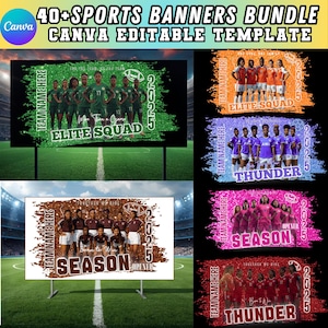 40+ Football Banner Canva Editable Template Bundle (3 sizes), Team Poster Templates for Football, Senior Sports Banner, Football Backdrop