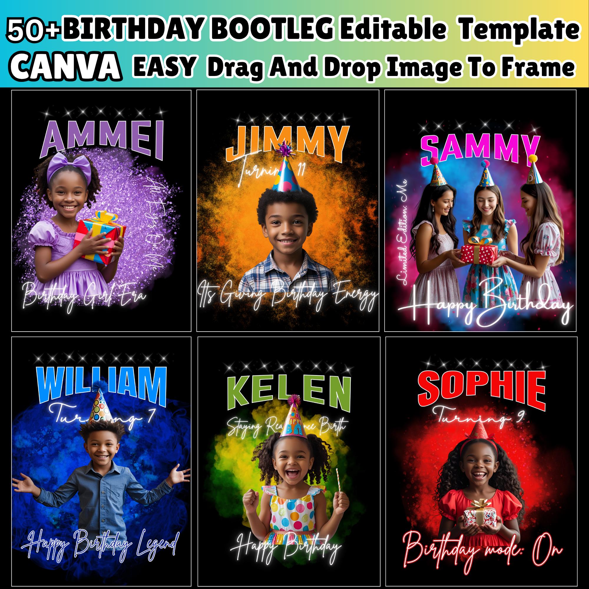 Modèles Canva modifiables pour anniversaires d'enfants, designs d'anniversaire personnalisés pour enfants, plus de 50 modèles de sport, téléchargement numérique, faites glisser votre image