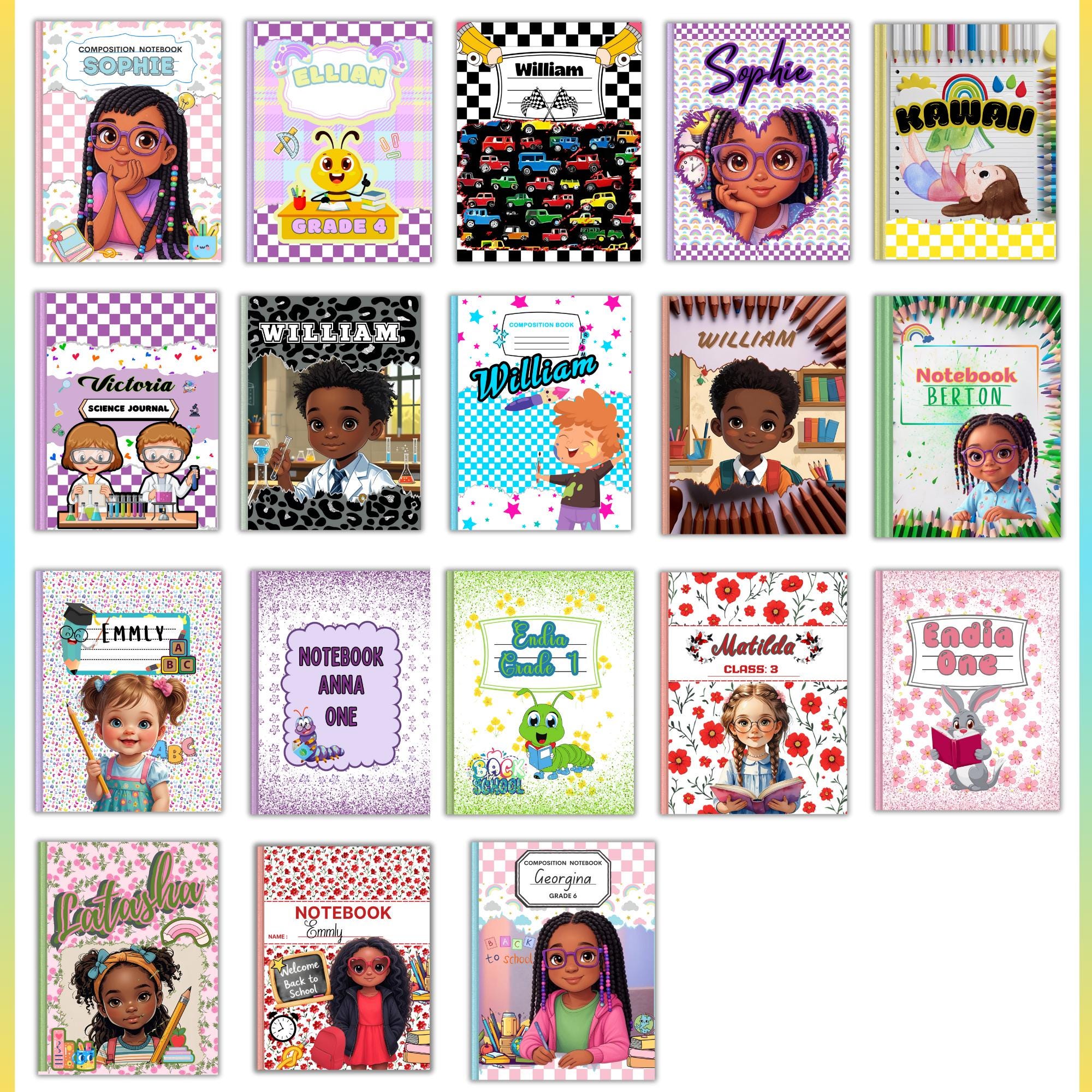 Composition Book Cover Canva Templates 35+ Mega Bundle, Custom Canva ...