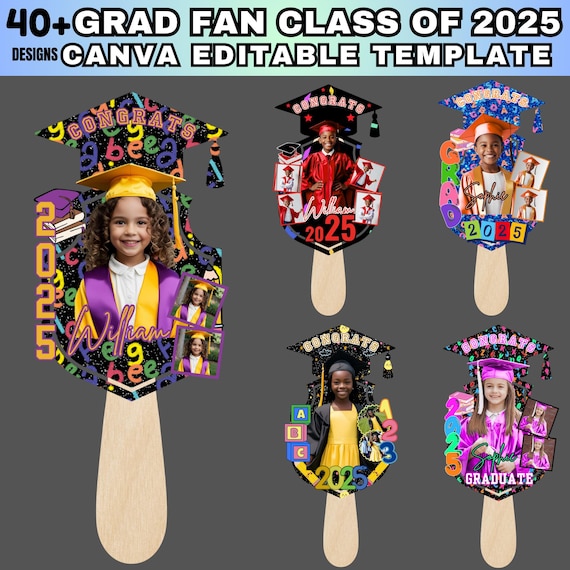 40+ Kindergarten Graduation Template, Editable Kids Graduation Template, Grad Paddle Fan, Graduation Fan, Grad 2025, Graduation Cake Topper