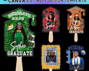 50+ Grad Fan Canva Editable Template, Class of 2026 Graduation Paddle, Editable Graduation Fan, Graduation Sign, Graduate Fans Senior 2026
