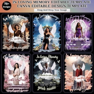 In Loving Memory Templates Canva Editable, 70+ Memorial shirt design Rest In Peace Custom Funeral Tee Mega Bundle, Drag and drop your image