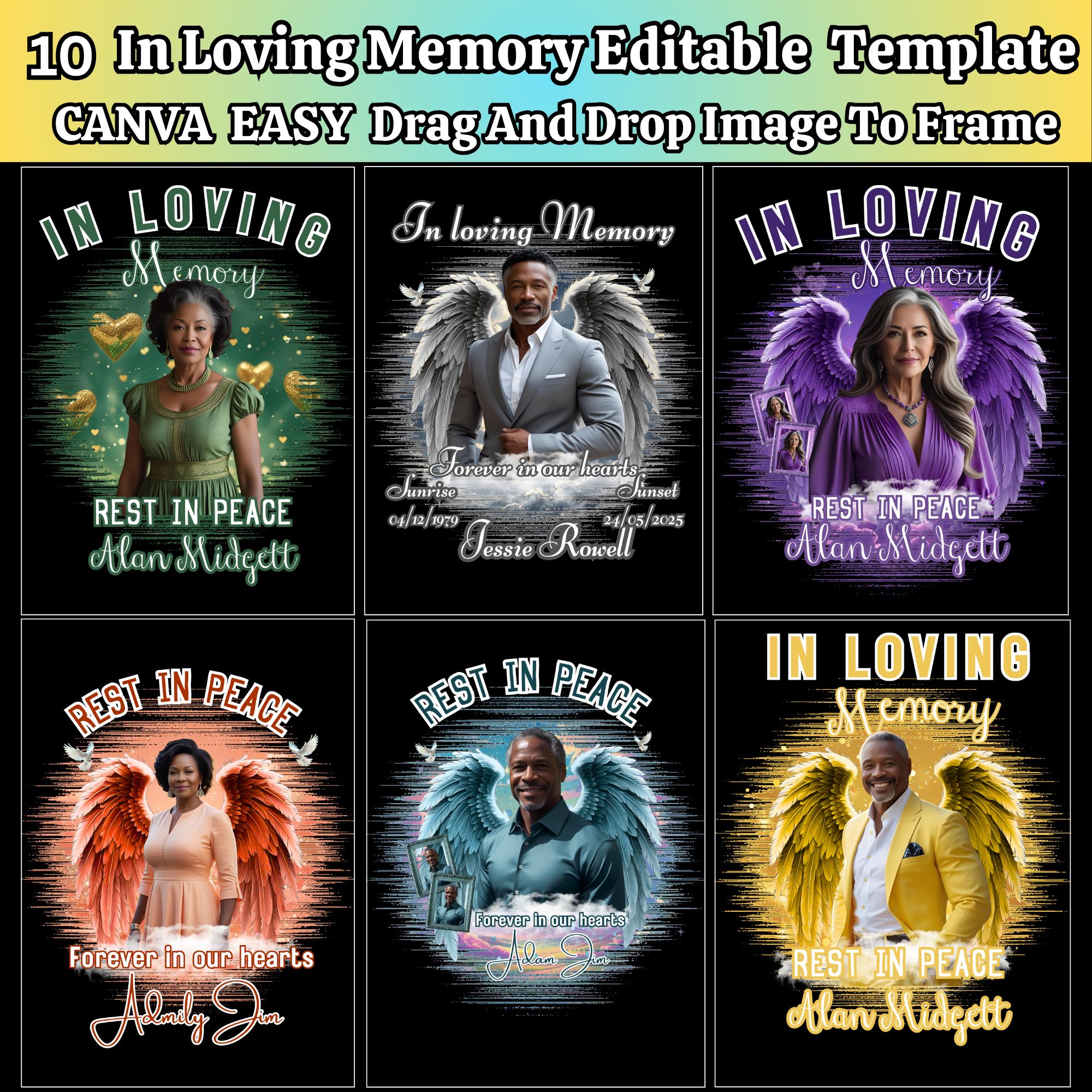 In Loving Memory Design Canva Editable Bundle, Memorial & Funeral ...