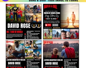 10+ Dadflix Canva templates Editable, Father Day Collage Designs, Father's Day Gift, Best Dad Ever Personalized Dadflix Movie Poster