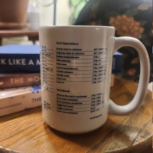 Excel Super Shortcuts Mug (from tiktok): Nerd Gift Coworker Coffee Mug, Office Mug, Accountant, CPA Gift, Tax Prep Mug