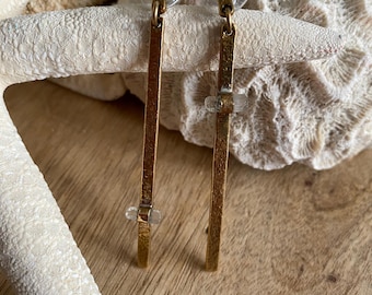 Pendientes largos de latón con cristales