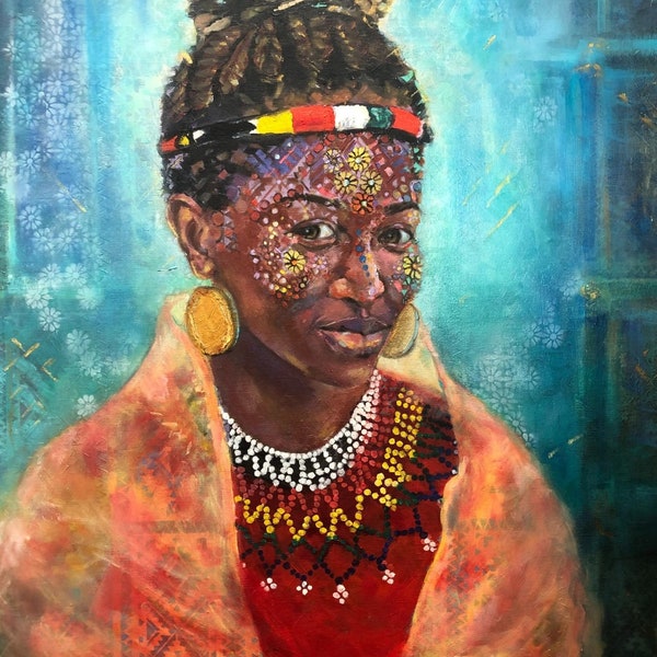 African woman, Soweto, South African woman, African portrait, Oil painting, Original Fine Art Print