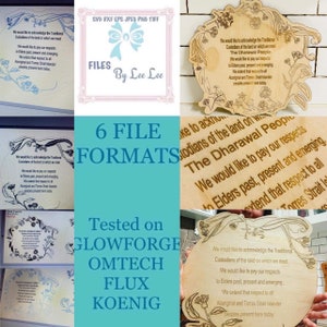 Digital Laser Cut file, Acknowledgement of Country, Digital laser file, 4 design options, Teacher, office,  Glowforge, laser ready