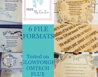 Digital Laser Cut file, Acknowledgement of Country, Digital laser file, 4 design options, Teacher, office,  Glowforge, laser ready