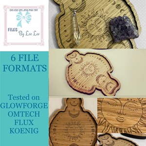 Digital Laser cut file, Phase of the moon and Sun Trinket tray, Crystal tray, Jewellery, Gifts. Celestial, TRAY FILE ONLY