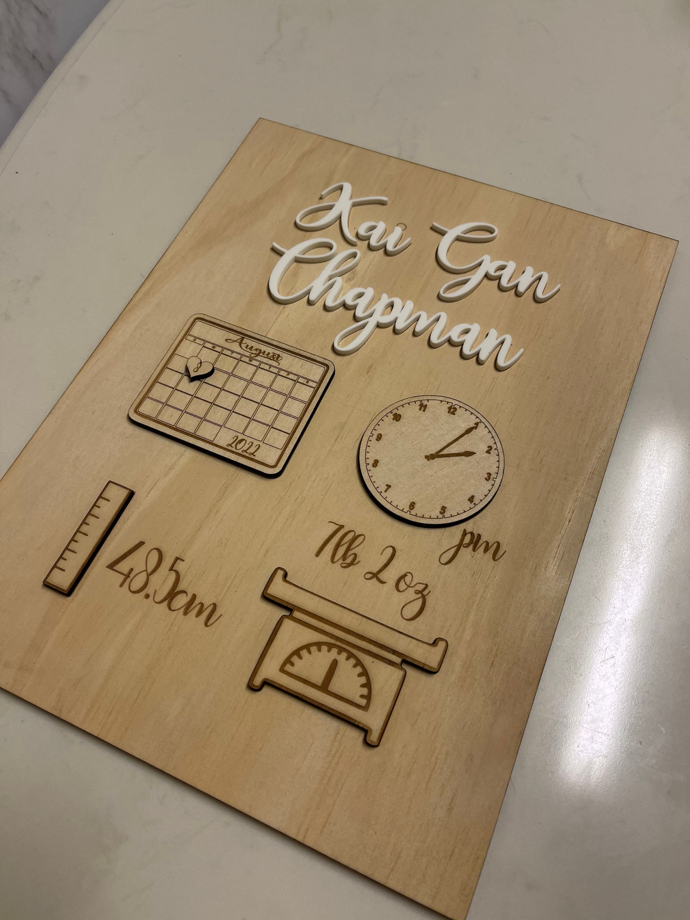 Digital Laser Cut File, Baby Birth Details Sign, Baby Name Sign Svg ...