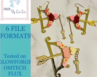 Digital Laser Cut file, Valentines day,  Cupids arrow, earring svg, Arrow earrings & Brooch , love, Jewelry svg Glowforge, laser ready