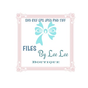 May include: A logo for a shop called "Files By Lee Lee Boutique" with a blue bow in the center and a decorative frame.
